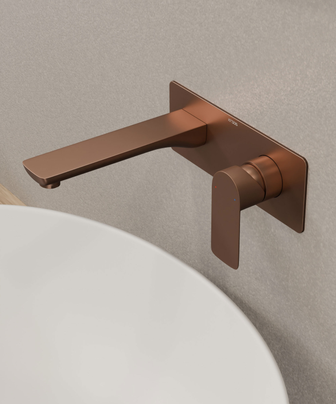 Mitigeur lavabo encastré Or rose brossé - Nunki