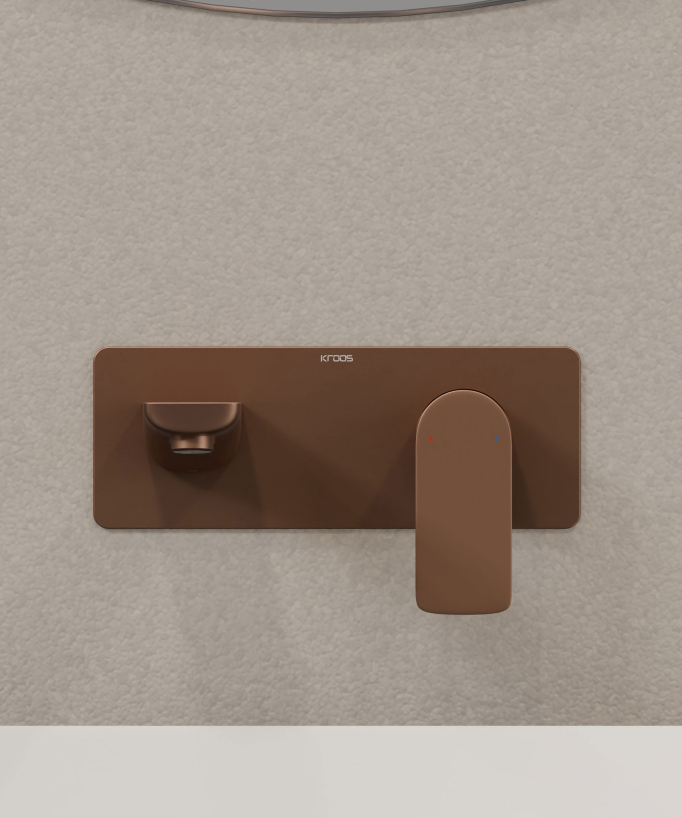 Mitigeur lavabo encastré Or rose brossé - Nunki