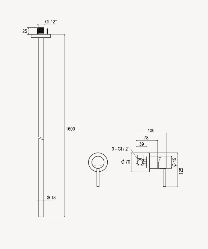 Mitigeur de lavabo suspendu au plafond Or rose brossé - Corbeau