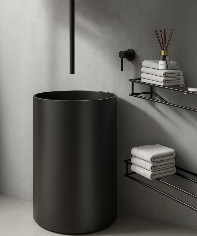 Mitigeur de lavabo suspendu au plafond Noir - Corbeau