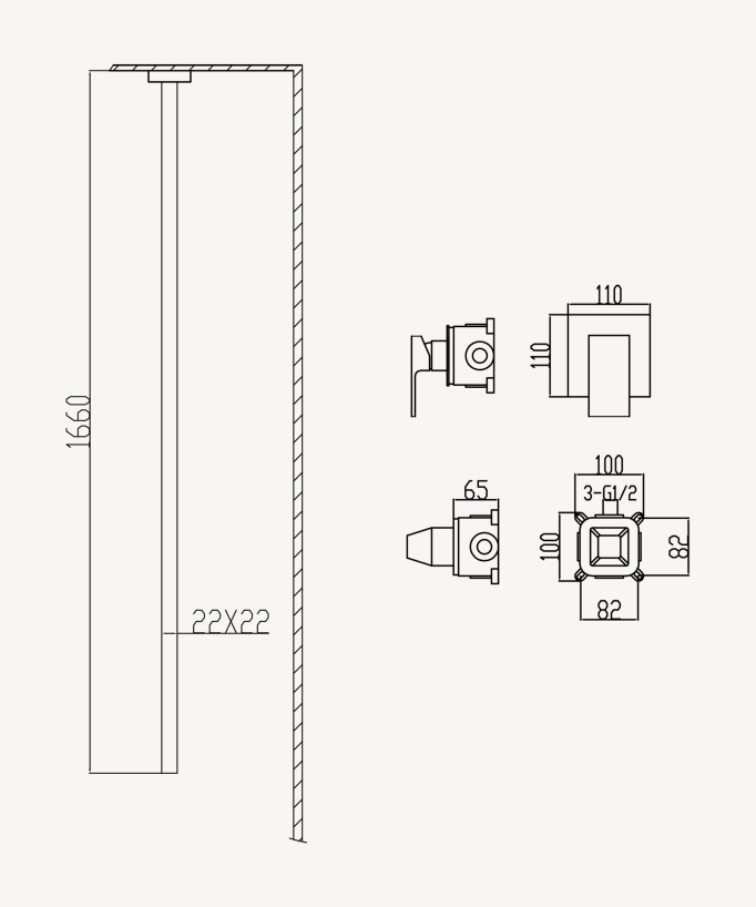 Mitigeur de lavabo suspendu plafond - Sirius