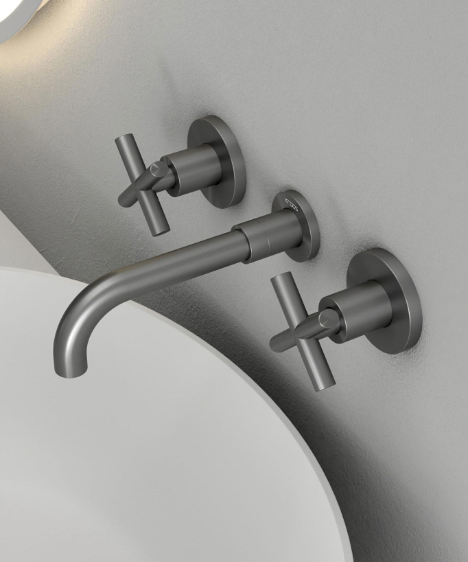 Robinet mélangeur lavabo mural Gun métal - Corbeau