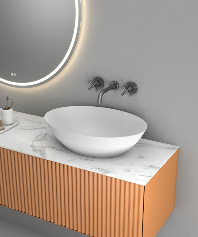 Robinet mélangeur lavabo mural Gun métal - Corbeau