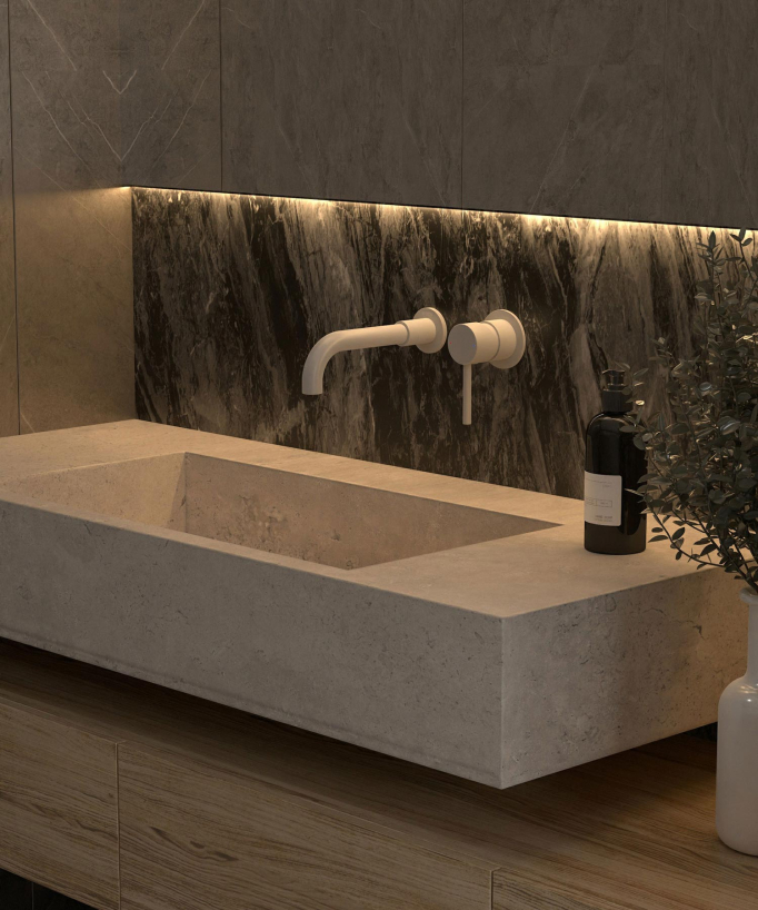 Mitigeur lavabo mural Blanc - Corbeau