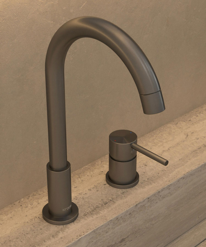 Mitigeur lavabo 2 trous Gun métal - Corbeau