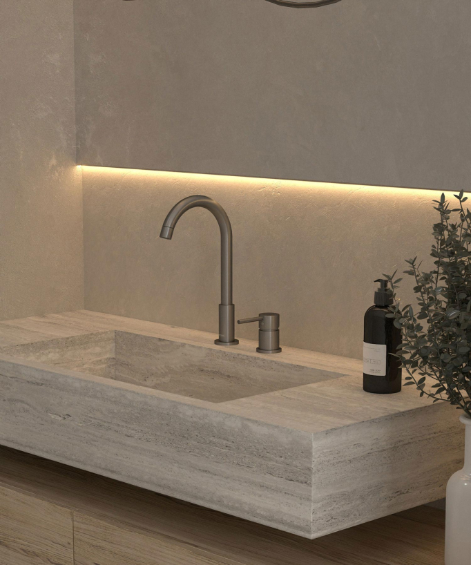 Mitigeur lavabo 2 trous Gun métal - Corbeau