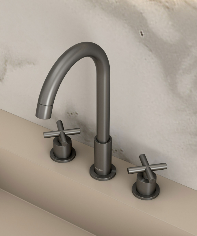 Robinet mélangeur lavabo sur plage Gun métal - Corbeau