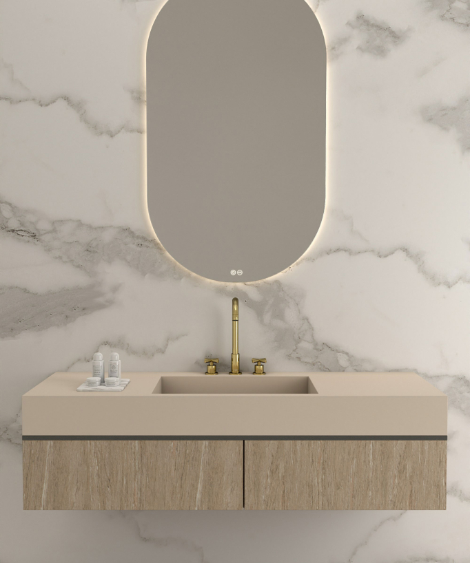 Robinet mélangeur lavabo sur plage Doré - Corbeau