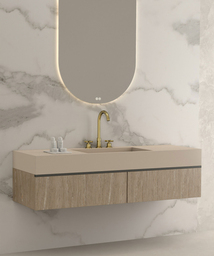 Robinet mélangeur lavabo sur plage Doré - Corbeau