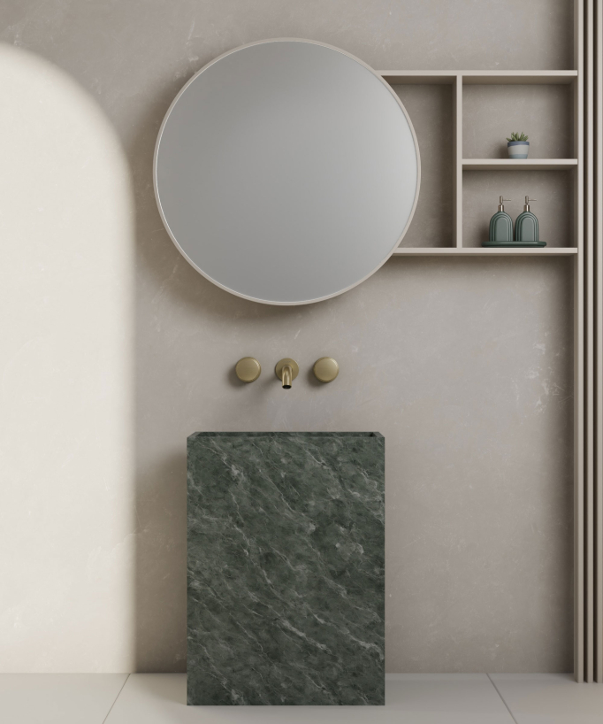 Robinet mélangeur lavabo mural Doré brossé - Leros
