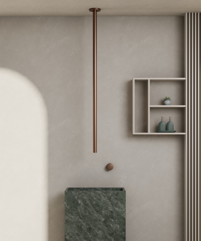 Mitigeur de lavabo suspendu plafond sans réglage de débit Or rose brossé - Leros