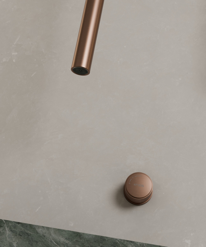 Mitigeur de lavabo suspendu plafond sans réglage de débit Or rose brossé - Leros