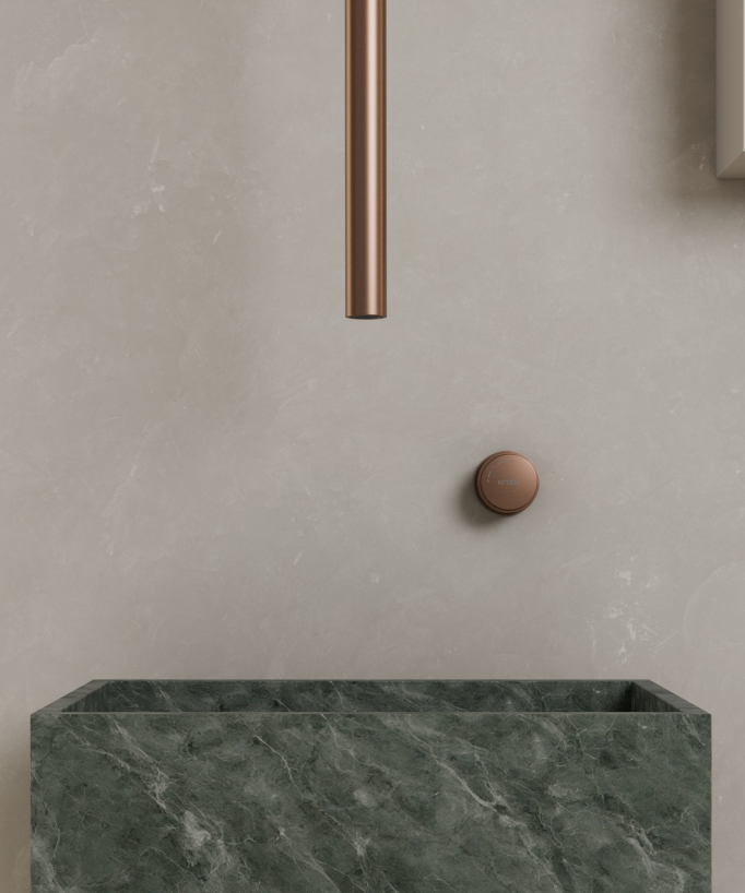 Mitigeur de lavabo suspendu plafond sans réglage de débit Or rose brossé - Leros