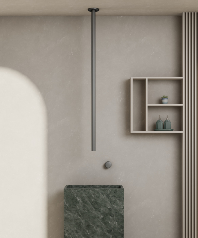 Mitigeur de lavabo suspendu plafond sans réglage de débit Gun métal - Leros