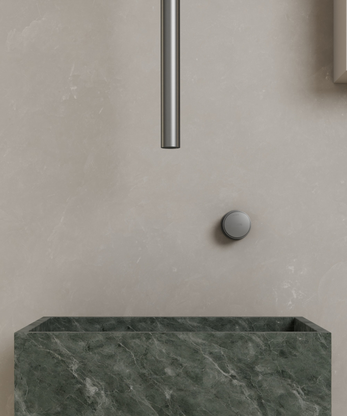 Mitigeur de lavabo suspendu plafond sans réglage de débit Gun métal - Leros