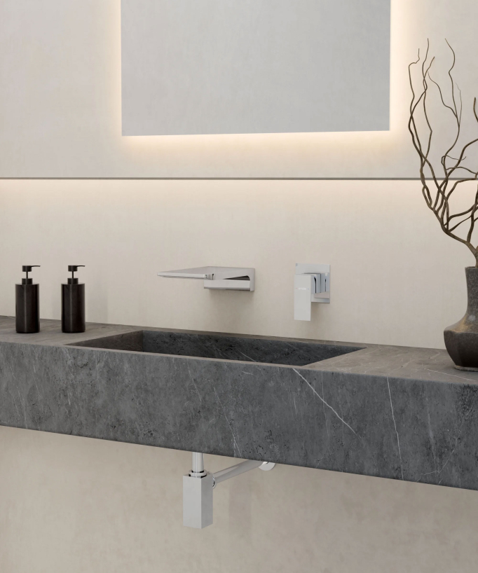 Mitigeur lavabo mural cascade Chromé - Thilia
