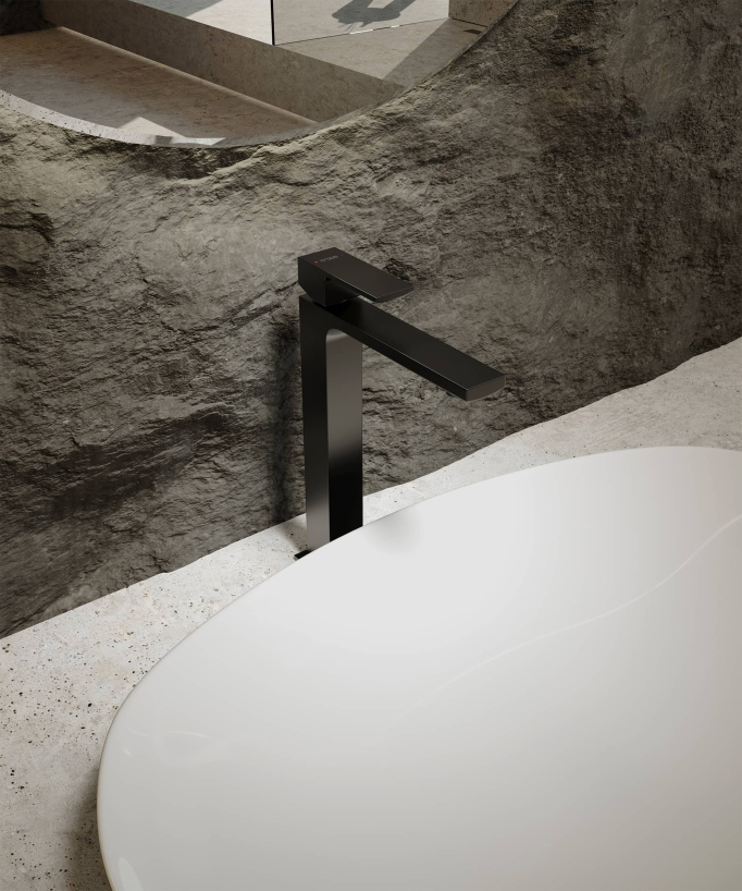 Robinet mitigeur lavabo réhaussé noir - Sirius