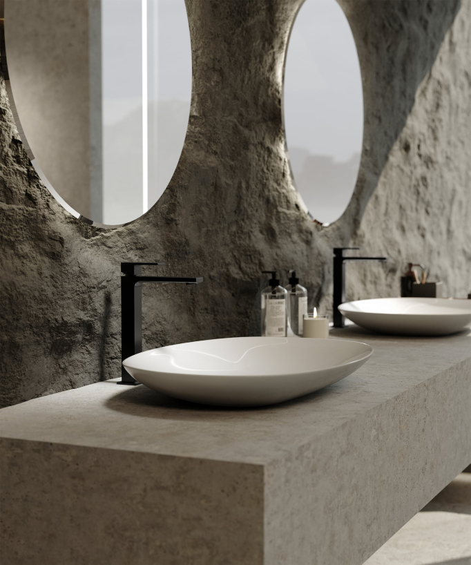 Robinet mitigeur lavabo réhaussé noir - Sirius