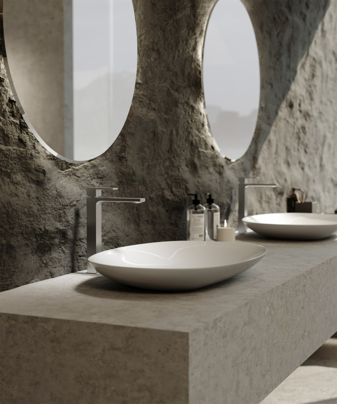 Robinet mitigeur lavabo réhaussé nickel brossé - Sirius
