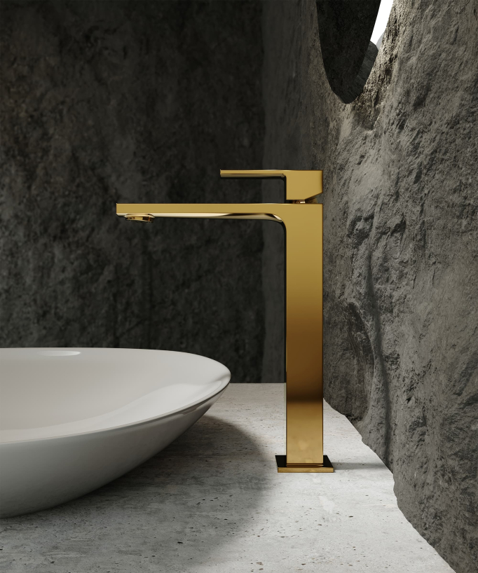 Robinet mitigeur lavabo réhaussé doré - Sirius