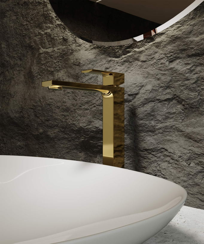 Robinet mitigeur lavabo réhaussé doré - Sirius