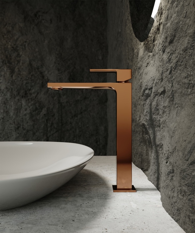 Robinet mitigeur lavabo réhaussé  or rose - Sirius
