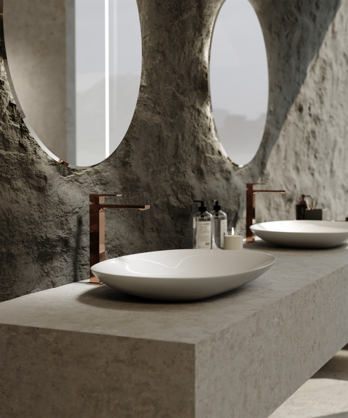 Robinet mitigeur lavabo réhaussé  or rose - Sirius