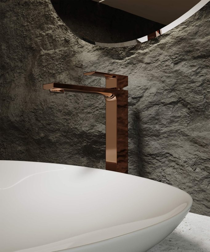 Robinet mitigeur lavabo réhaussé  or rose - Sirius
