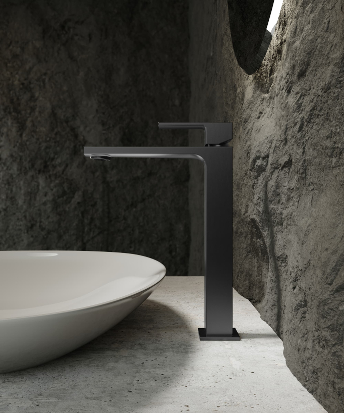 Robinet mitigeur lavabo réhaussé gun métal - Sirius