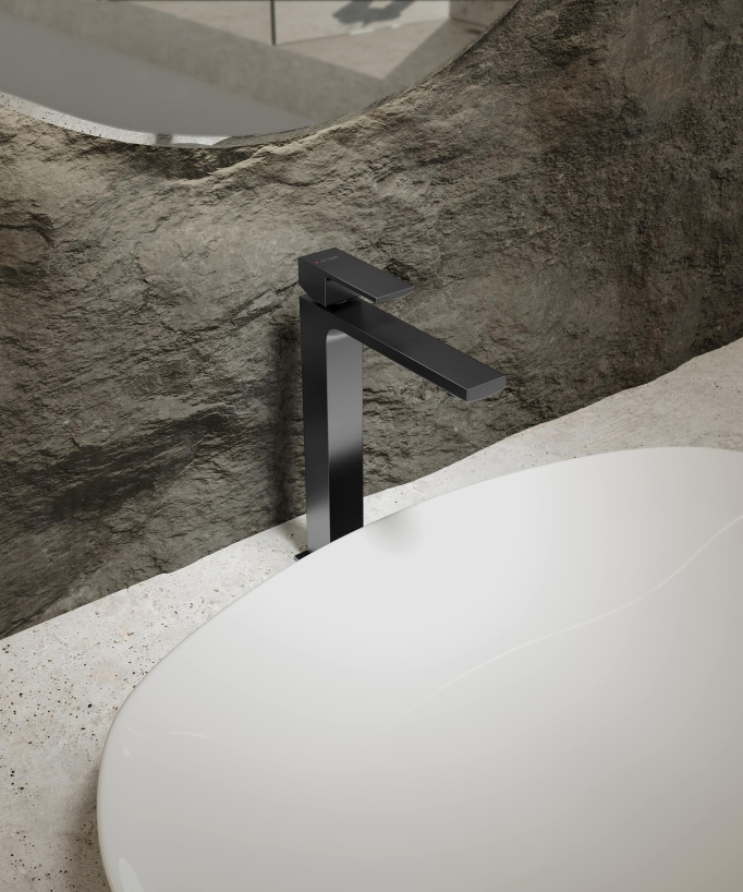 Robinet mitigeur lavabo réhaussé gun métal - Sirius