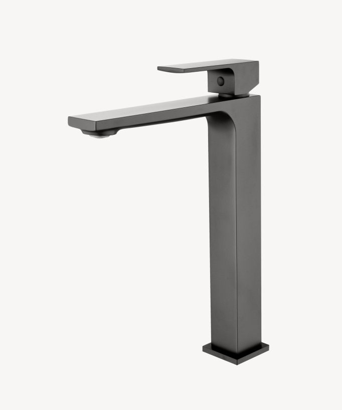 Robinet mitigeur lavabo réhaussé gun métal - Sirius