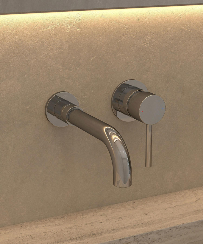 Mitigeur lavabo mural Chromé - Corbeau