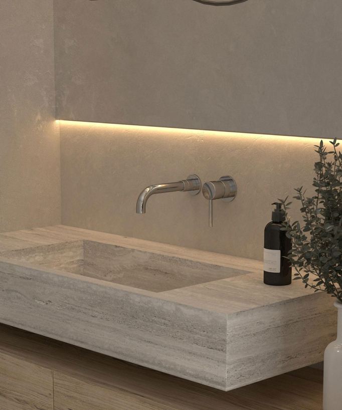 Mitigeur lavabo mural Chromé - Corbeau
