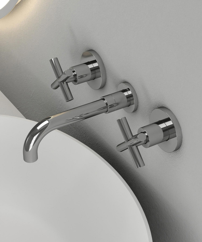 Robinet mélangeur lavabo mural Chromé - Corbeau
