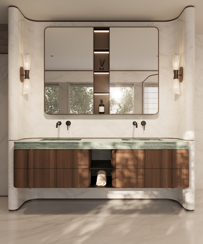 Mitigeur lavabo mural moka brossé - Corbeau