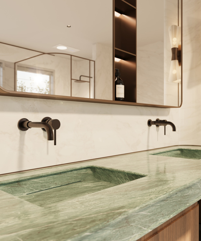Mitigeur lavabo mural moka brossé - Corbeau