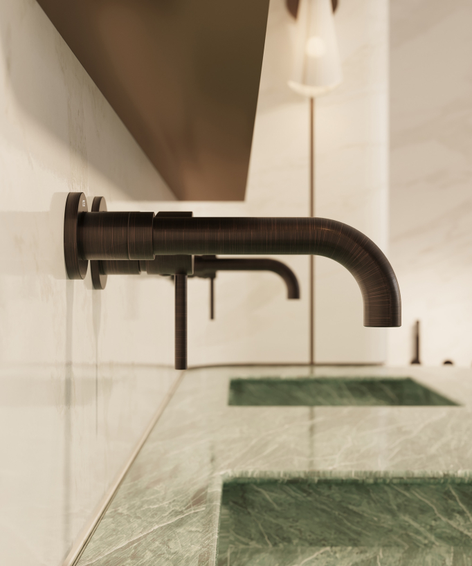 Mitigeur lavabo mural moka brossé - Corbeau