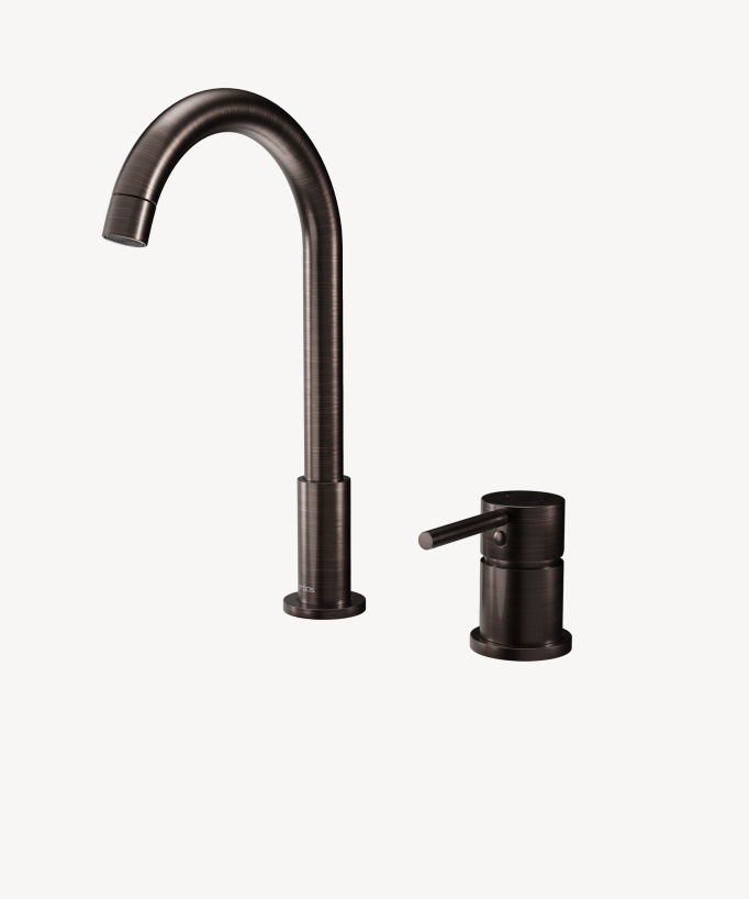 Mitigeur de lavabo 2 trous moka brossé - Corbeau