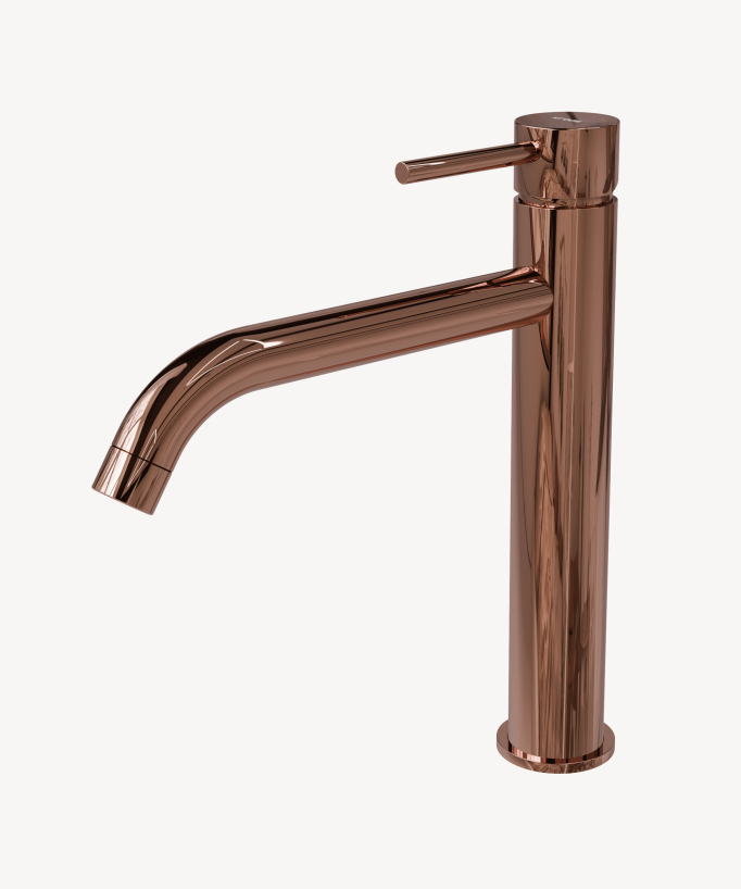 Mitigeur vasque avec bec long Or rose - Corbeau