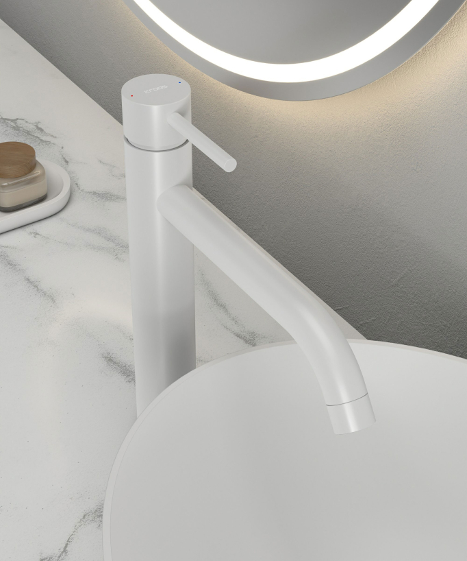 Mitigeur vasque avec bec long Blanc - Corbeau