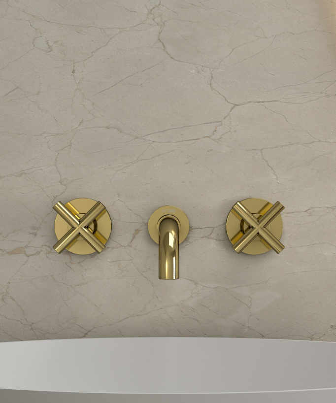 Robinet mélangeur lavabo mural Doré - Corbeau