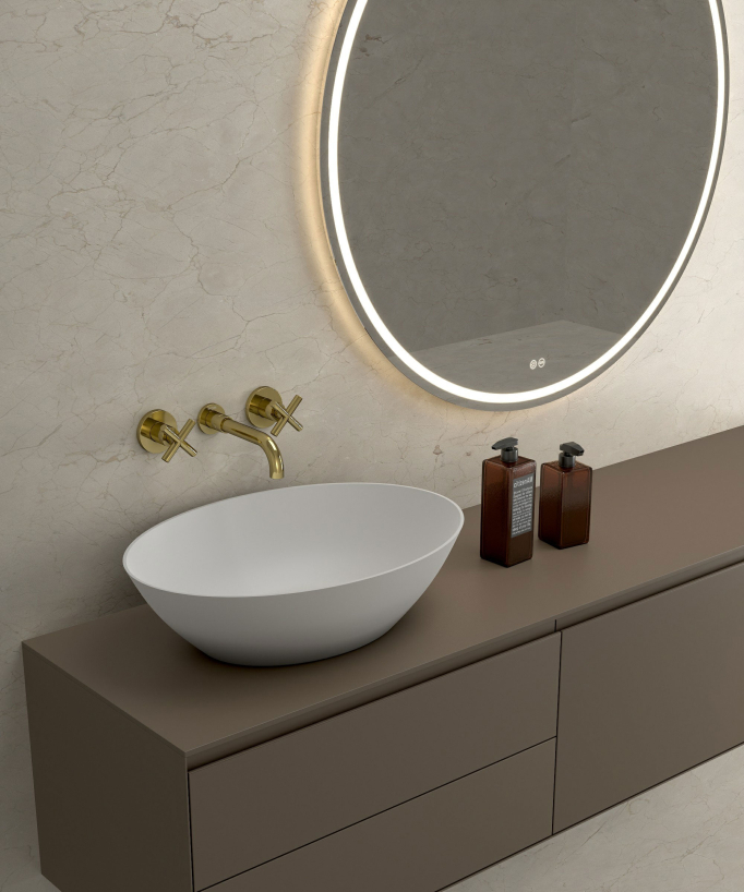 Robinet mélangeur lavabo mural Doré - Corbeau