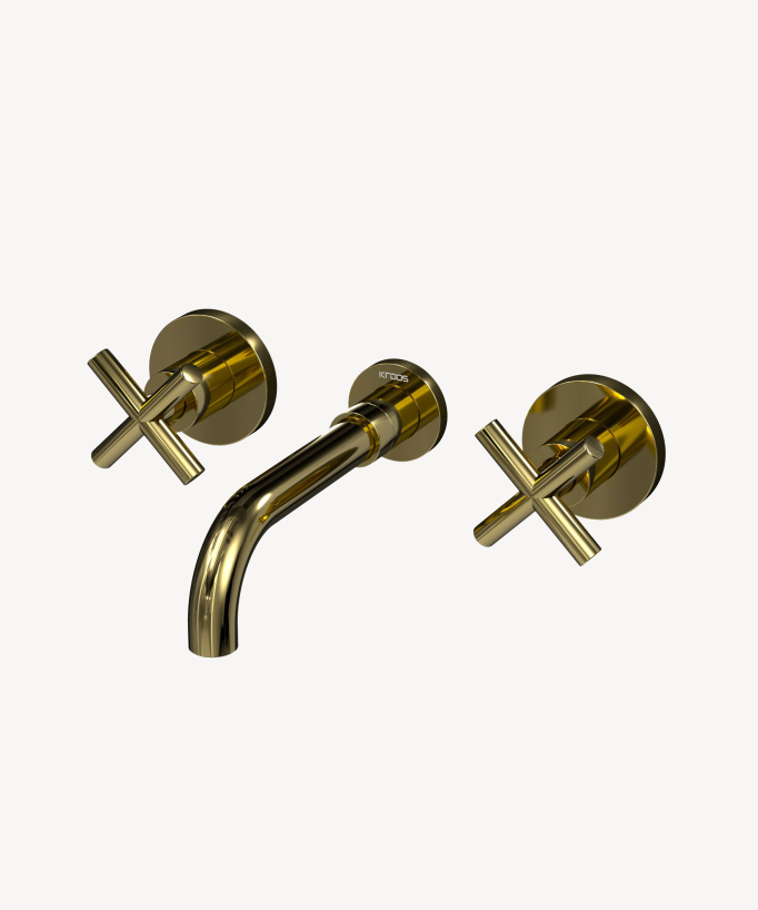 Robinet mélangeur lavabo mural Doré - Corbeau