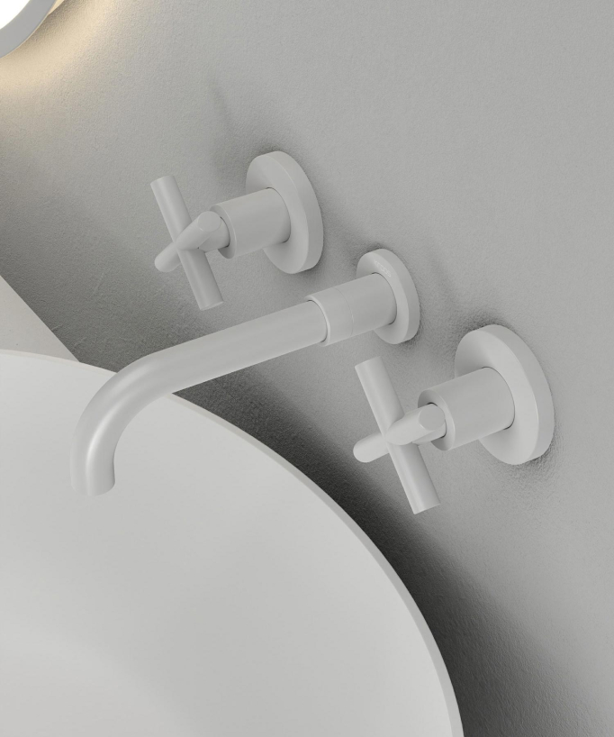 Robinet mélangeur lavabo mural Blanc - Corbeau