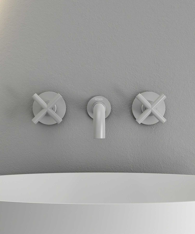 Robinet mélangeur lavabo mural Blanc - Corbeau