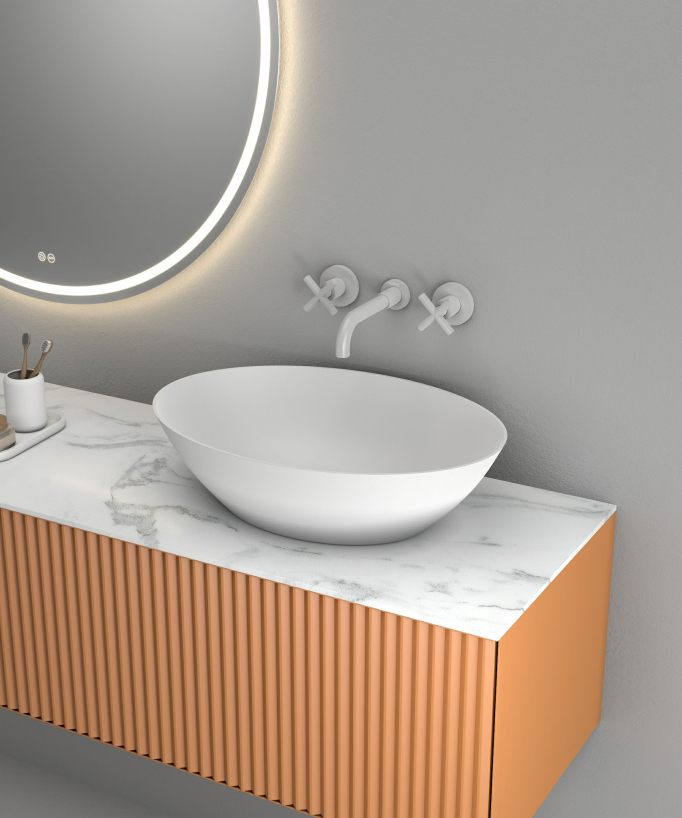 Robinet mélangeur lavabo mural Blanc - Corbeau
