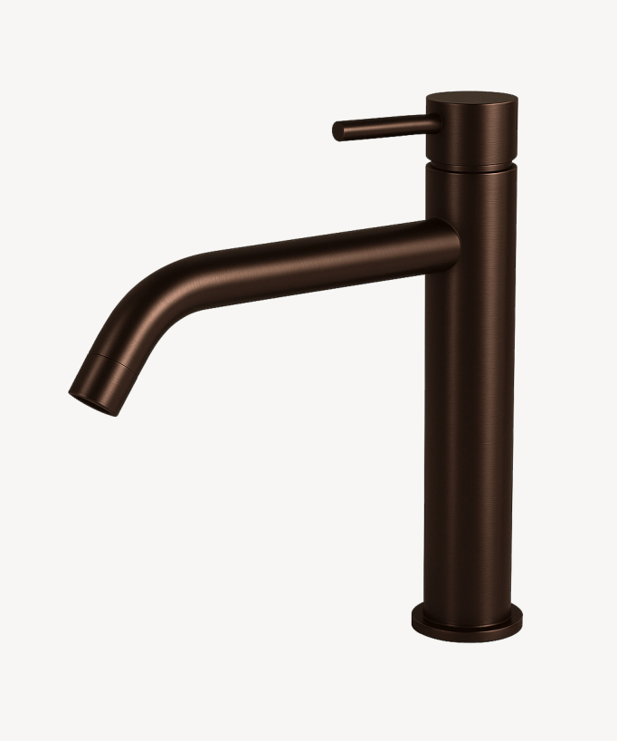 Mitigeur vasque avec bec long moka brossé - Corbeau