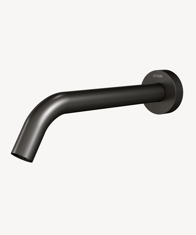 Robinet lavabo automatique mural, eau froide Gun metal - Corbeau