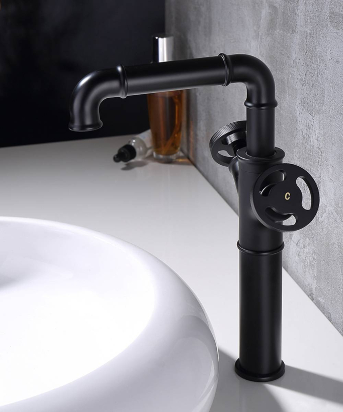 Robinet mélangeur vasque style industriel Noir - Gemma