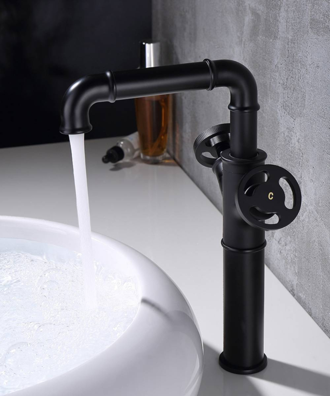 Robinet mélangeur vasque style industriel Noir - Gemma